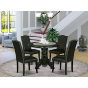 East West Furniture Shelton 5-piece Wood Dining Table Set in Black