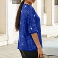 thumbnail image 5 of Women's Sequin Jacket Three Quarter Sleeve Blazer Top with Sparkle Embellishment for Casual Party Night Out and Special Occasion Fashion Essential Gift for Ladies | Sopatenor,Blue XL, 5 of 9