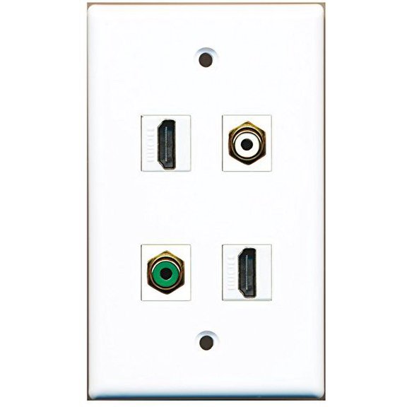 RiteAV - 2 Port HDMI 1 Port RCA White 1 Port RCA Green Wall Plate