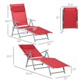 thumbnail image 2 of Chaise Longue Pliante d'Extérieur en Acier, Fauteuil Inclinable Portable avec 7 Positions de Dossier Réglables, Rouge, 2 of 7