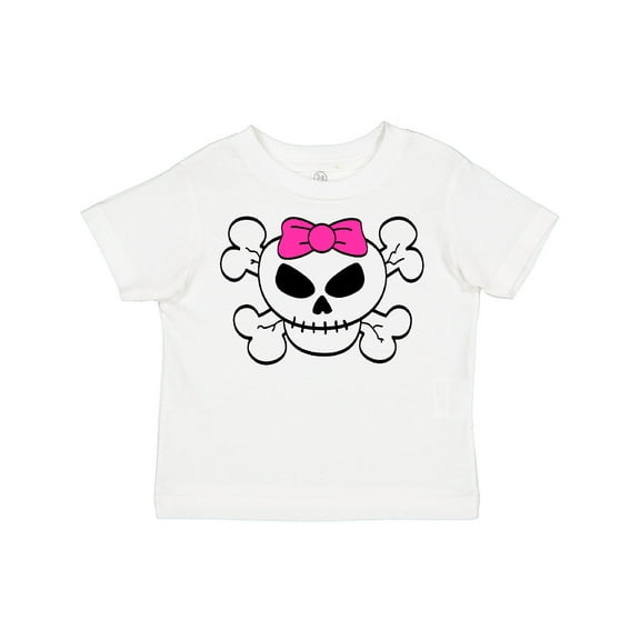 Inktastic Skull with Bow Girls Toddler T-Shirt