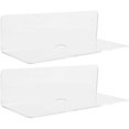 thumbnail image 1 of Wall Mounted Acrylic Floating Storage Shelf for Smart Speakers, Toiletries – Space Saving Display Rack for Home, Bathroom, Office Use (2 pcs), 1 of 4