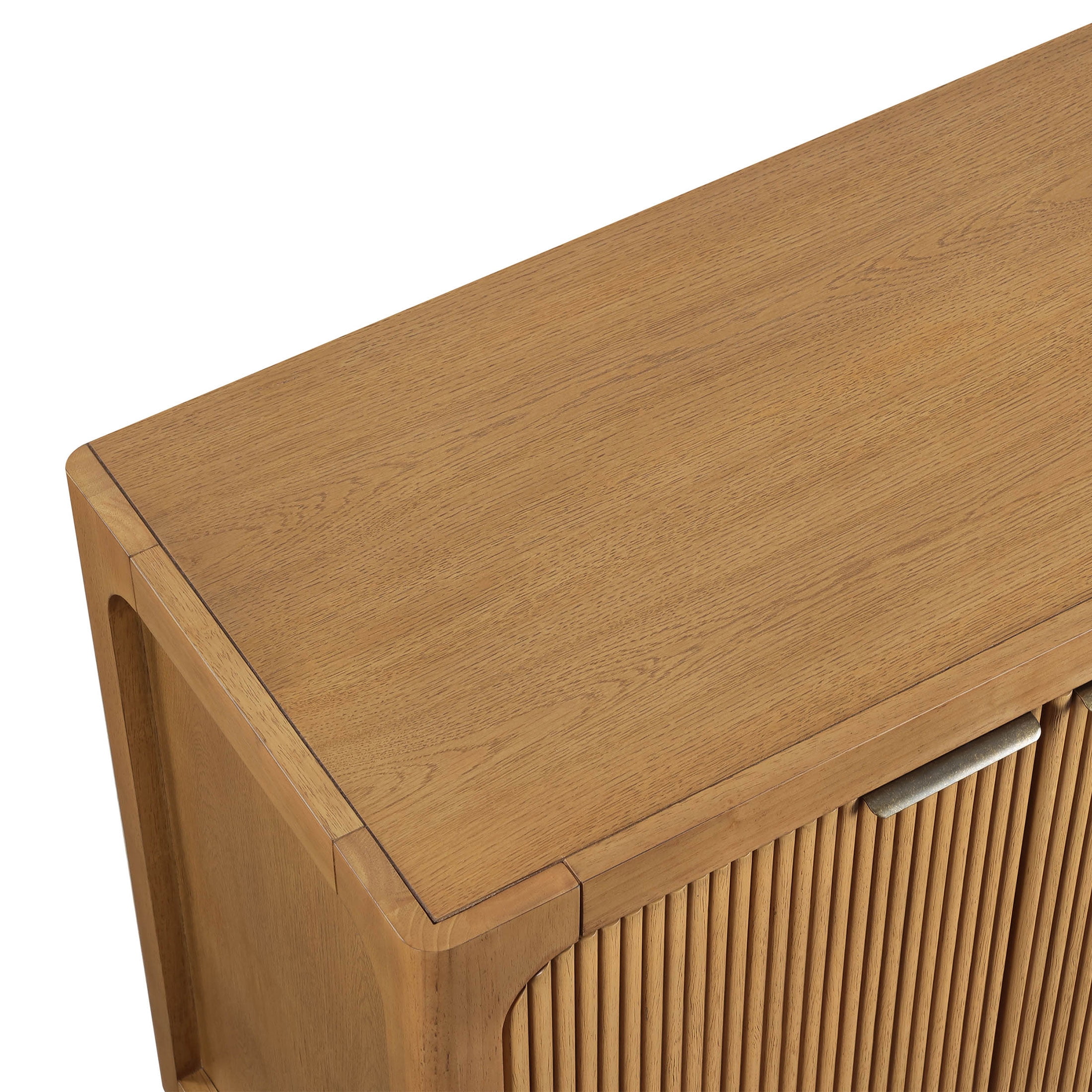 My Texas House Linden Fluted Buffet Cabinet Sideboard with Adjustable Shelves, Warm Brown
