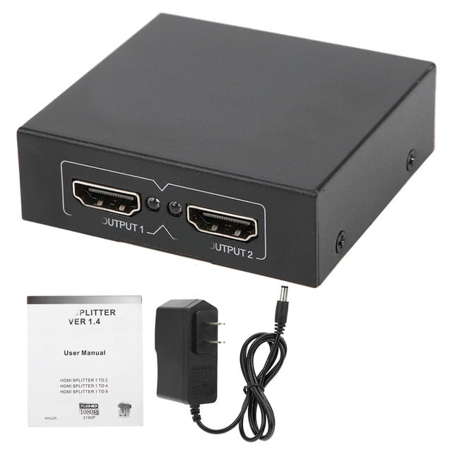 Divisor HDMI Conmutador de vídeo de alta definición 1 entrada 2 salidas 100-240 V Conecte la recepción de audio EE. UU.
