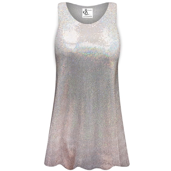 Small Petite Womens Sleeveless Soft Peach Aurora Designer Print Tunic Tops Casual Loose Fitting Flowy Shirts Blouses