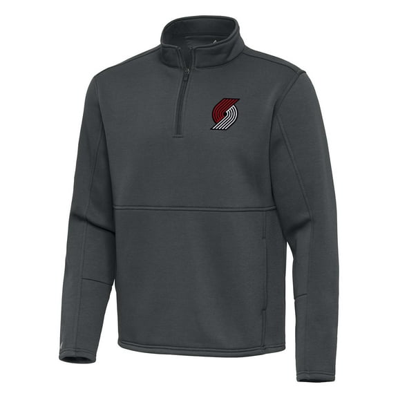 Men's Antigua Pewter Portland Trail Blazers  Twist Quarter-Zip Pullover Top