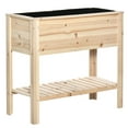 thumbnail image 1 of Outsunny Lit de Jardin Surélevé en Bois avec Étagère de Rangement Naturel, 1 of 9