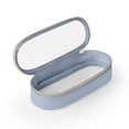 thumbnail image 1 of Bolso de viaje de cuero azul con soporte para brochas de maquillaje Soimeat, transparente, 1 of 7