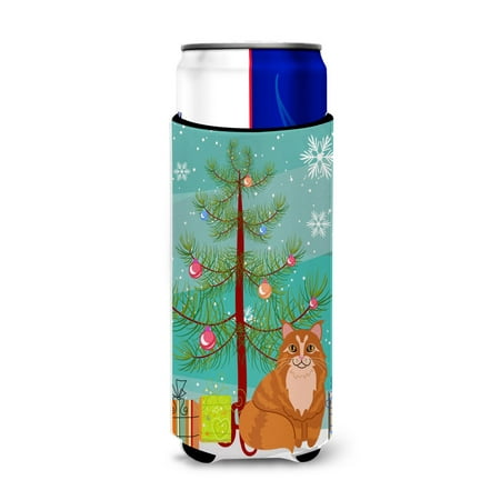 

Carolines Treasures BB4423MUK Maine Coon Cat Merry Christmas Tree Michelob Ultra Hugger for slim cans Slim Can