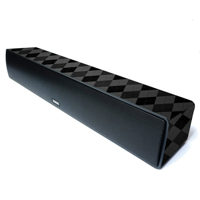 Skin Decal Wrap Compatible With ZVOX AccuVoice TV Speaker Model AV155 Sticker Design Black Argyle