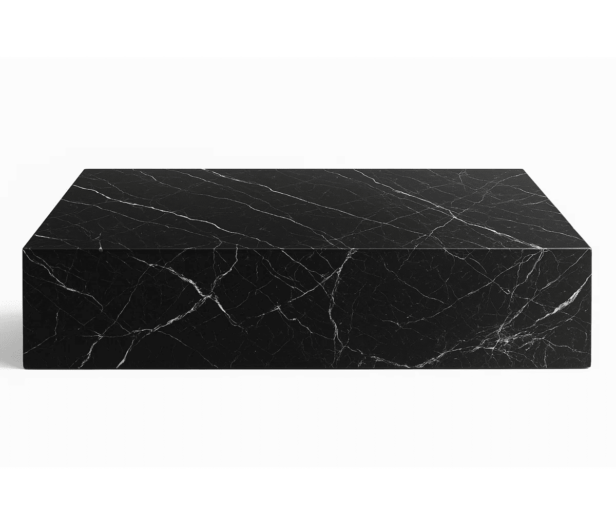 Genuine Marble Block Coffee Table - Black Marble, 54" Extra Large