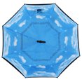 thumbnail image 4 of Flexzion Double Layer Inverted Umbrella - Cars Reverse Umbrella Inside Out Windproof UV Protection Big Straight Umbrella w/ Reverse Folding for Rain Sun Outdoor, Self Standing & C-Shaped Handle (Sky), 4 of 8