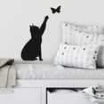 thumbnail image 2 of QTH Cat Wall Sticker Butterfly Decal: Black adhesive DIY vinyl for bedrooms, kitchens, and living rooms. Removable animal art mural with butterfly design. Perfect for home decor and easy to transfer!, 2 of 4