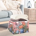 thumbnail image 3 of Yayeee Collapsible Cube Storage Bin with Lid Fabric Closet Decorative Basket with Handles, Orange Vibrant Flowers, 3 of 7