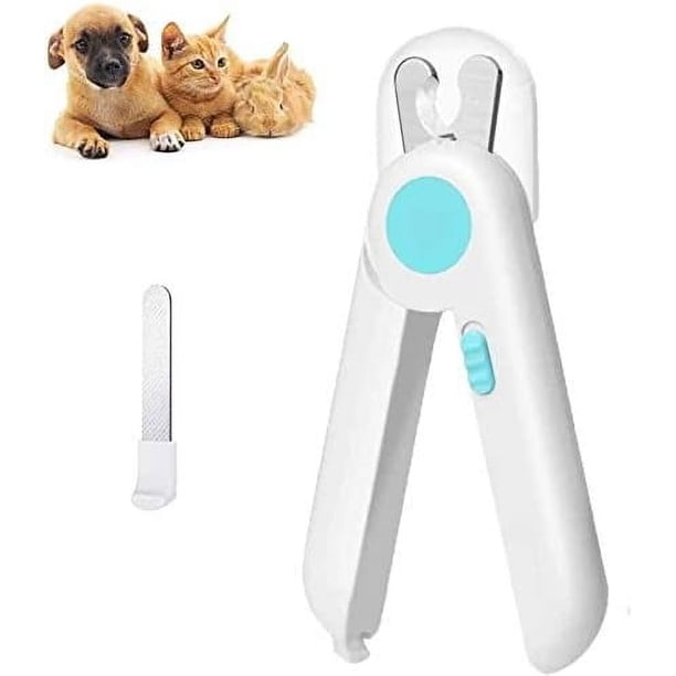 Cortaúñas y cortaúñas para perros con protector de seguridad para gatos - Cortaúñas para mascotas con luz LED para evitar cortar demasiado la lima de uñas gratis (azul)