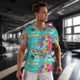 thumbnail image 3 of Wukai Cartoon Map Of Europe Print Men's Short-Sleeved Mesh T-Shirt,Quick-Dry Short Sleeve Workout T-Shirt-X-Large, 3 of 8