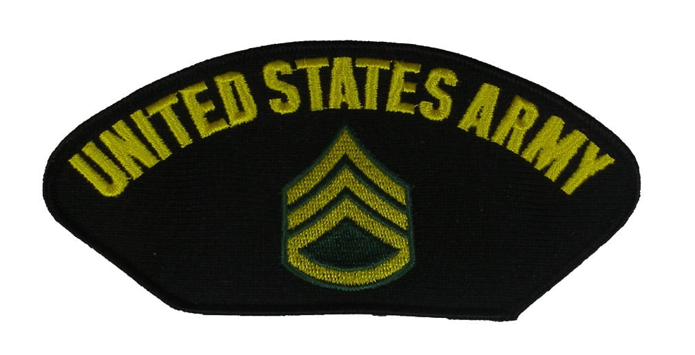 U S ARMY SSG with RANK INSIGNIA PATCH - Yellow and Green on Black ...