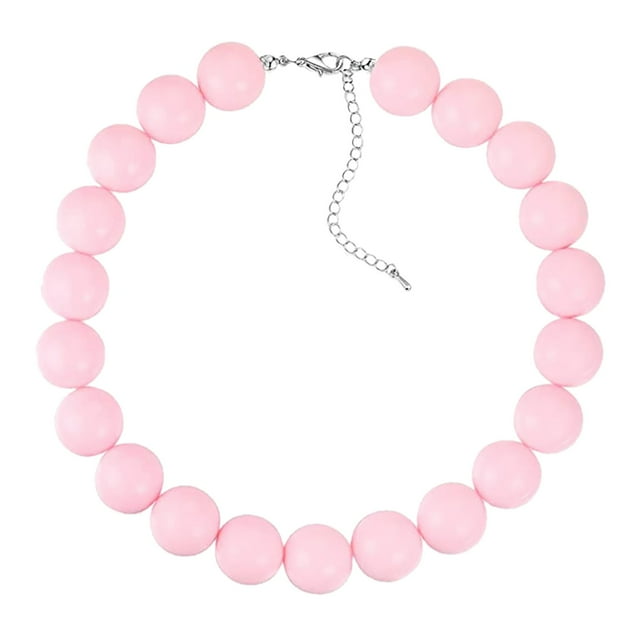 Collier Ras-du-Cou à Perles Épaisses en Résine Coloré Rose Marine Jaune Collier Statement Perlé pour Hommes Femmes