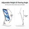 thumbnail image 6 of Tablet Stand for Desk, Adjustable Height and Angle Foldable Phone Holder for Phones, Tablets, White, 6 of 8