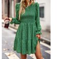 thumbnail image 4 of Printed Dress, Elastic Woman's Dress Mid Waist Cute  For Party Wear Green M, 4 of 6