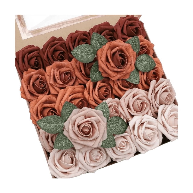 Rosas Artificiales Decoración Flor 8 Cm 25pcs Bordó