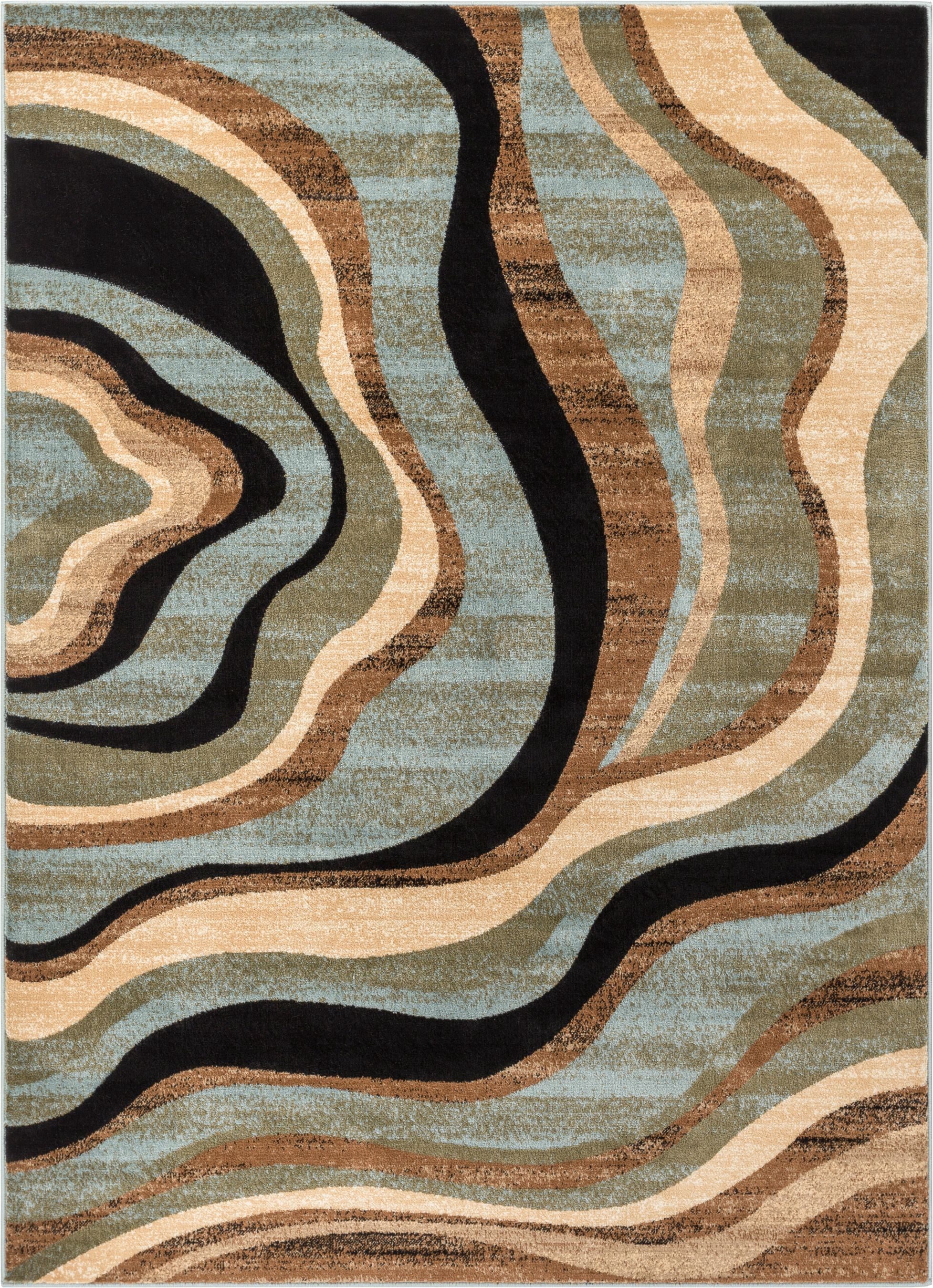 Well Woven Barclay Nirvana Waves Modern Geometric Multi Blue 6'7" x 9'6" Area Rug