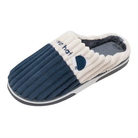 

Mens Slippers Men Slippers Winter Home Cotton Slides Christmas Antlers Print Thermal Slippers Casual Home Shoes Slippers for Men Suede Navy 42-43