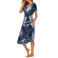 thumbnail image 4 of URMAGIC Women's Cotton V Neck Short Sleeve Nightshirt w Pocket Loose Nightgown Pjs Dress, 4 of 9