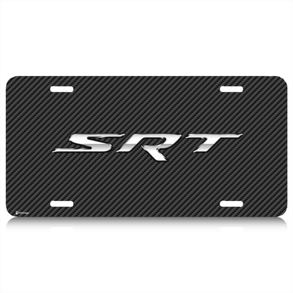 SRT Carbon Fiber Look 12" x 6" Aluminum License Plate for Dodge Jeep Chrysler