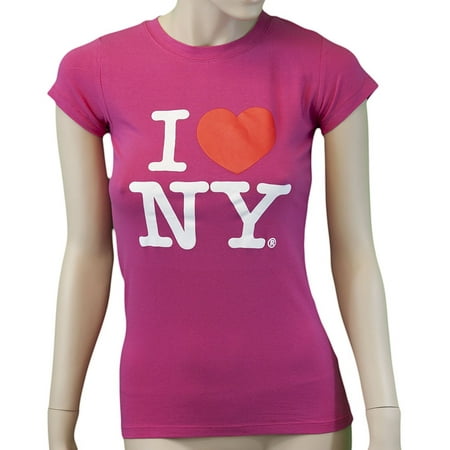 I Love NY New York Womens T-Shirt Spandex Tee Heart Hot Pink Large