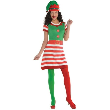 Female Elf Costume Elf Sweater Womens Adult Santas Helper Christmas Costume Dress-L/XL ()