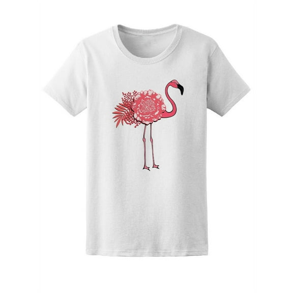 Beautiful Flower Flamingo T-Shirt Women -Image by Shutterstock, Female Medium