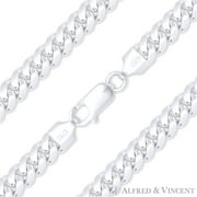 6.3mm Miami Cuban / Curb Link Italian Chain Necklace in Solid .925 Sterling Silver