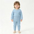 thumbnail image 2 of 6-12Months Infant Boys Solid Thermal Underwear Set,Long Sleeve Top and Pants,Soft Warm Base Layer for Boys, 2 of 9