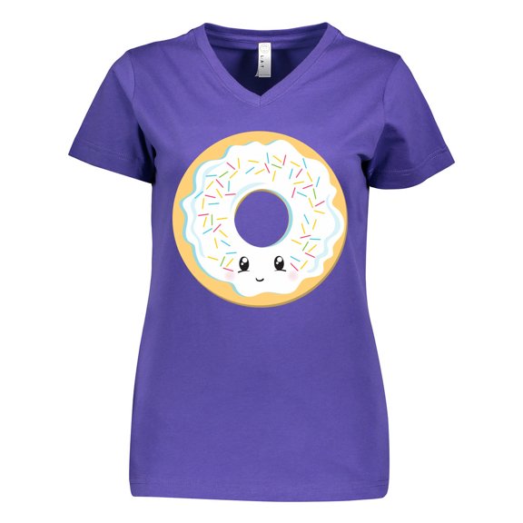 Inktastic White Donut Women's V-Neck T-Shirt