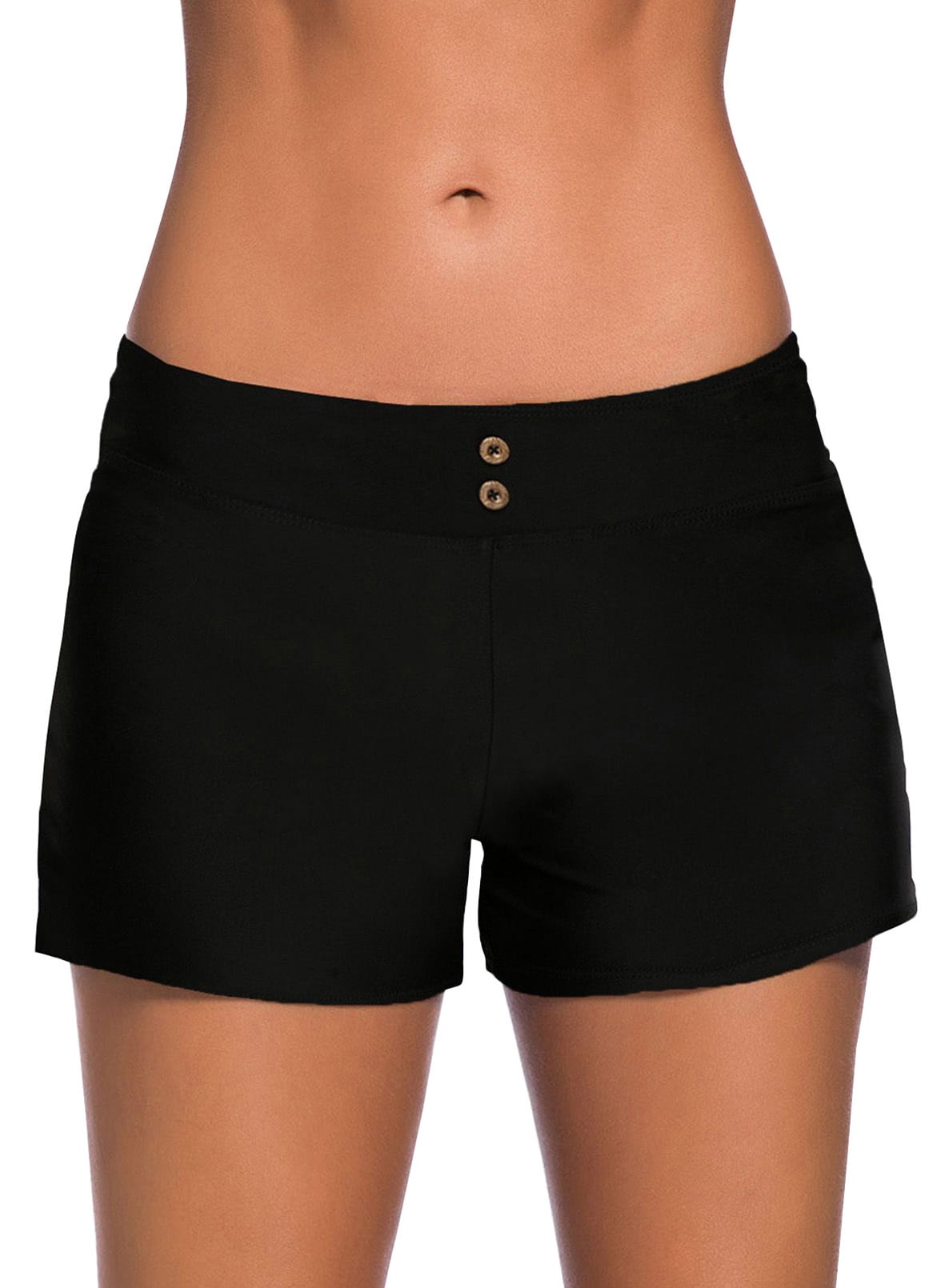 Sidefeel Women's Swim Shorts Elastic Waist Solid Swimsuit Bottoms