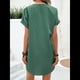 thumbnail image 5 of Vestido Camisero Informal de Verano para Mujer, con Cuello en V, Corta, Plisado, Liso, Holgado y con Botones. Verde L, 5 of 7