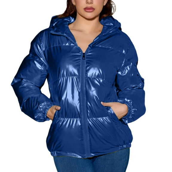 Women's Plus Size Down Padded Jacket Winter Warm Maillard Bright Coat with Stylish Design for Cold Weather