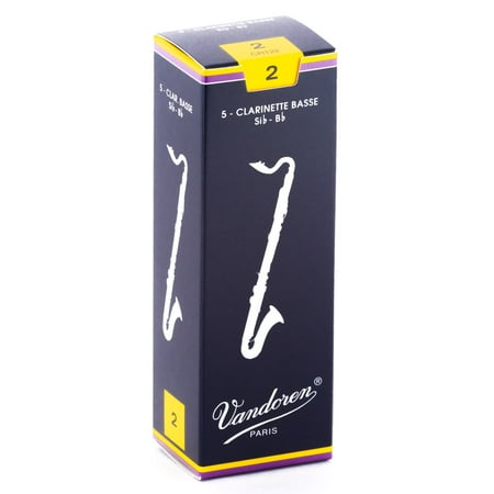 Reed Barton Pattern - Vandoren Bass Clarinet Traditional Reeds Strength #2; Box of 5