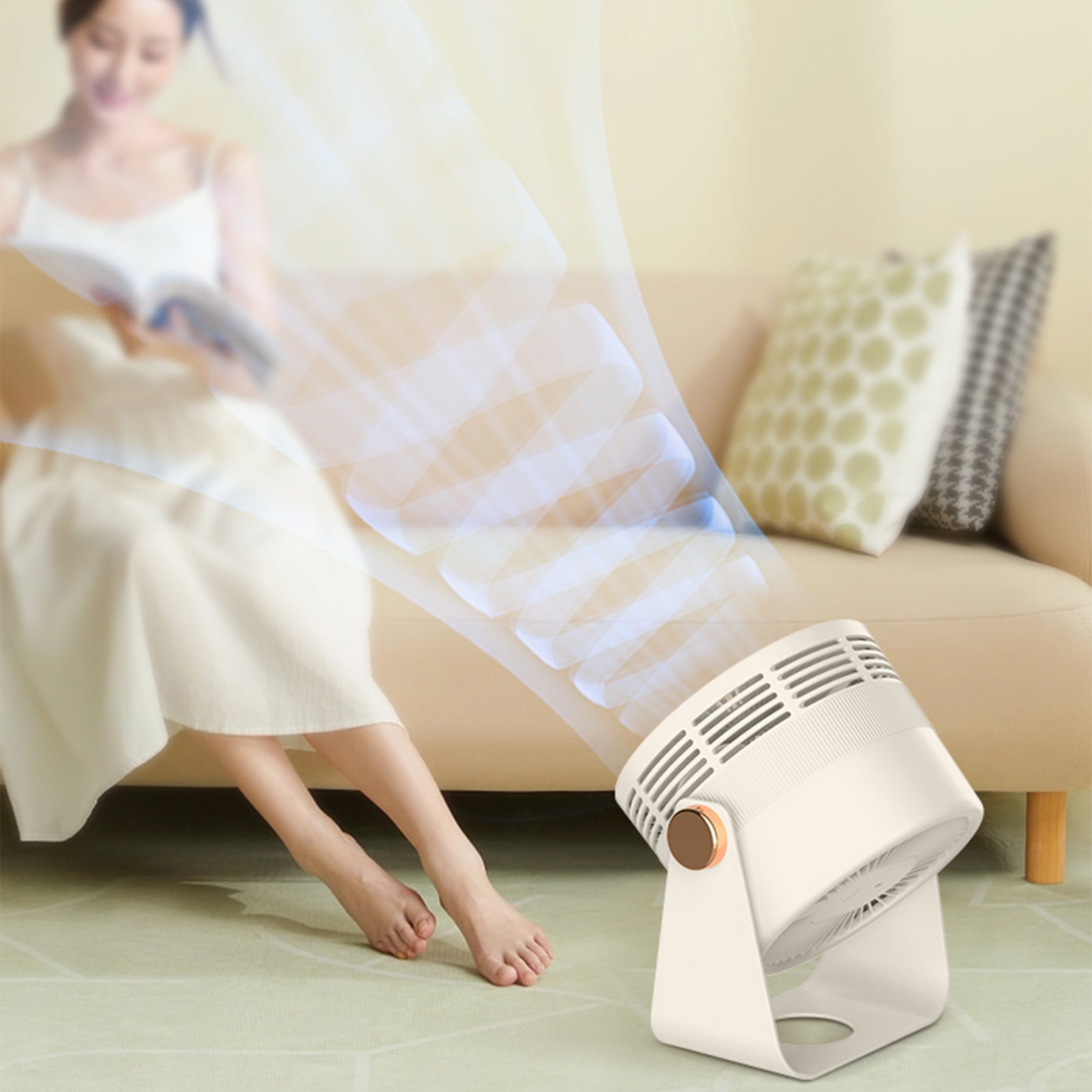 Loyerfyivos Air Circulation Fan,Home Rechargeable,Bedroom Typhoon Circulation Fan,16 Feet,Strong Airflow,90 Degree Adjustable Tilting Angle,Low Noise,3 Wind Speed