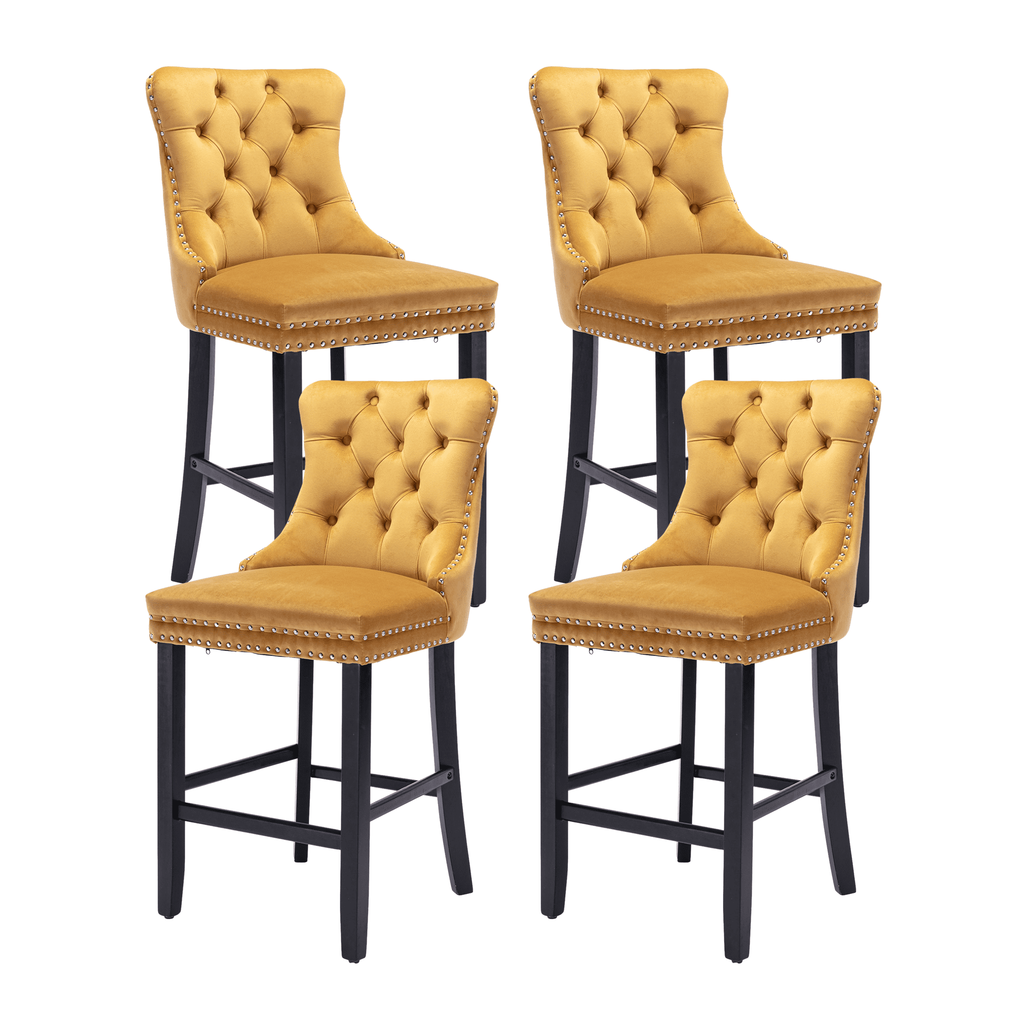 Velvet Counter Height Upholstered Barstools, Bar Stools Seat Height 27