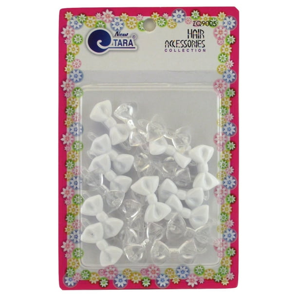 Tara Tara Girls Self Hinge Plastic Mini Bow Hair Barrettes White