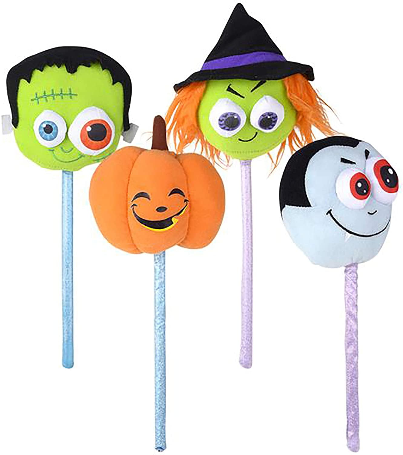 12' Halloween Character Stick Plush Assortment (4 pack)