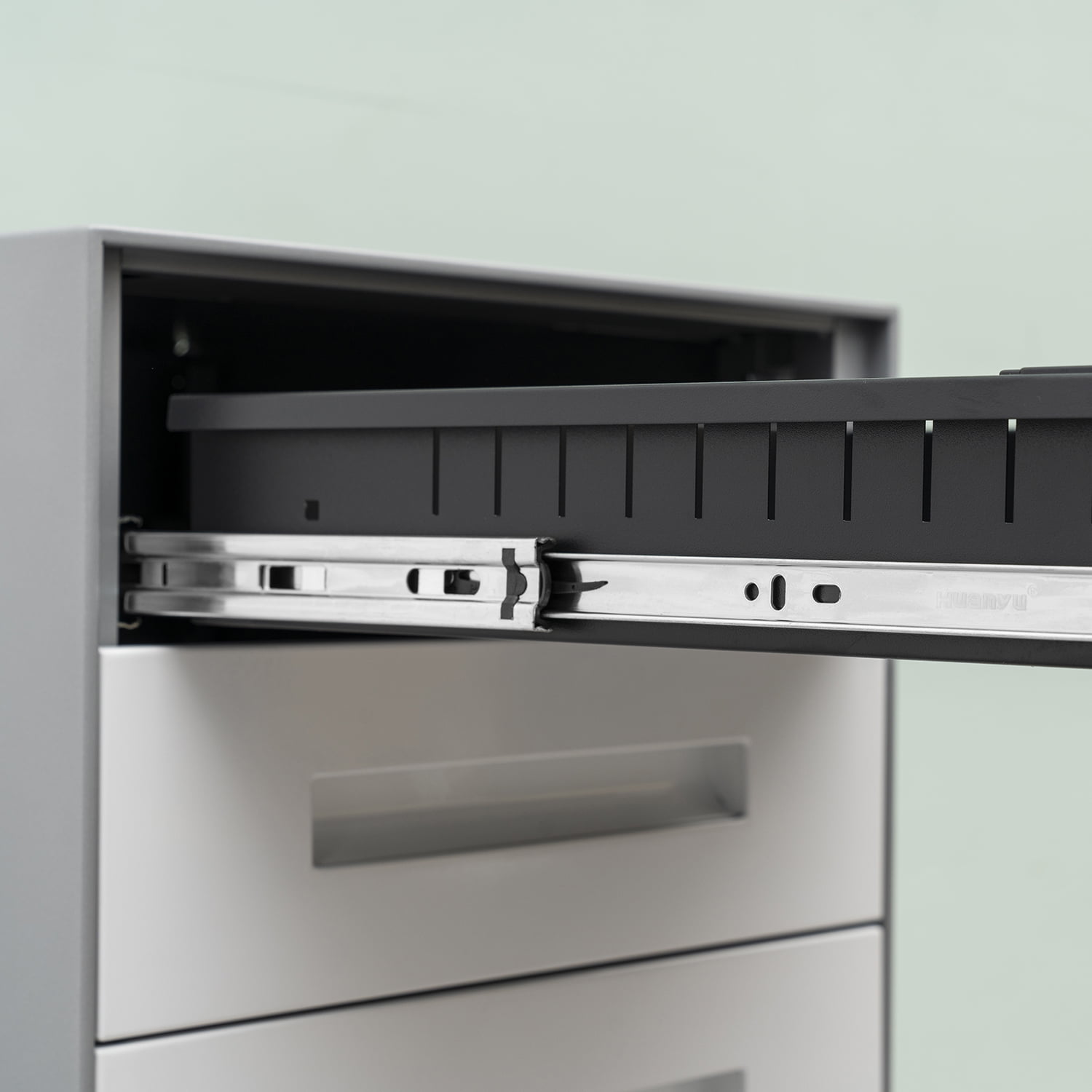 Kadyn Mobile File Cabinet, Printer Stand for Legal/Letter/A4/F4 Size, 3 Drawer Metal File Cabinet with Lock Steel, White+gray