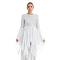 thumbnail image 3 of inhzoy Women's Sparkly Chiffon Liturgical Praise Dance Tunic Worship Dance Overlays Top White XXL, 3 of 7
