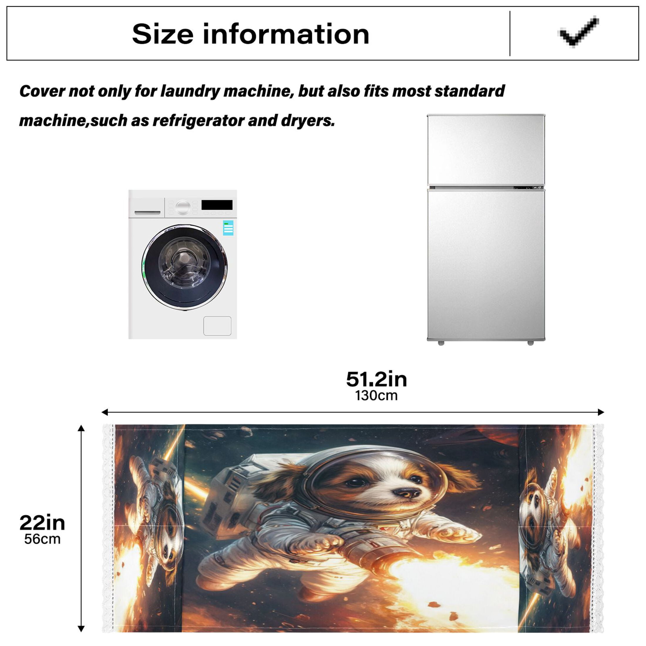 Dogs From Outer SpaceWasher and Dryer Covers Dust-Proof and Oil Resistant Fridge Cover with 4 Storage Pockets Washing Machine Top Cover for Laundry Kitchen Home 51.2 x 22 In