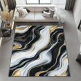 thumbnail image 4 of Washable Area Rug 8 X 10 ft, Lightweight Low-Pile Abstract Fluid Art Luxury Style Printed Area Rug, Kitchen Indoor Non Slip Carpet Floral Black Gold Print Mat Living Room Bedroom Dining Room, 4 of 7