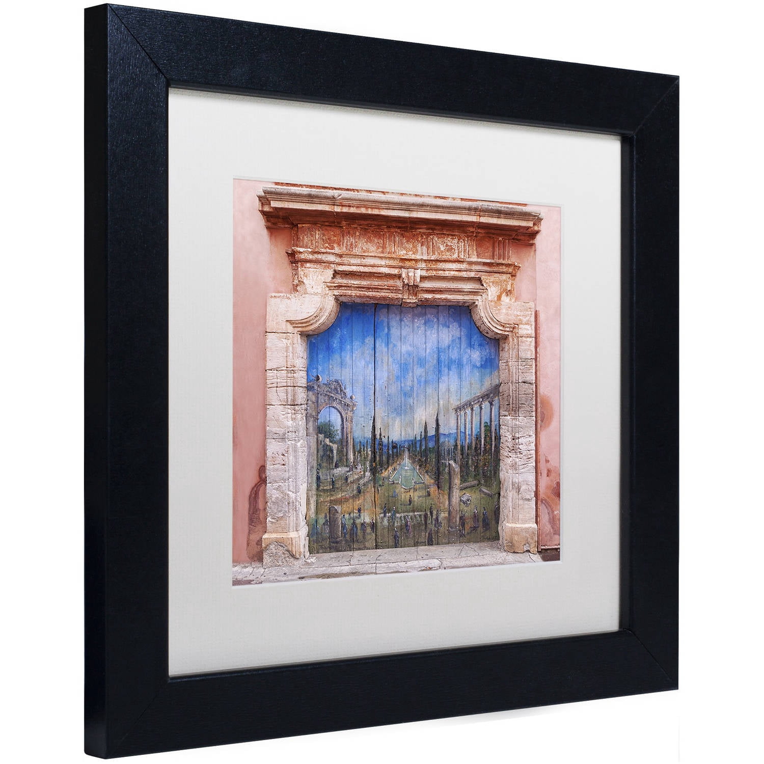 Trademark Fine Art 'Old Painted Door' Canvas Art by Michael Blanchette Photography, White Matte, Black Frame