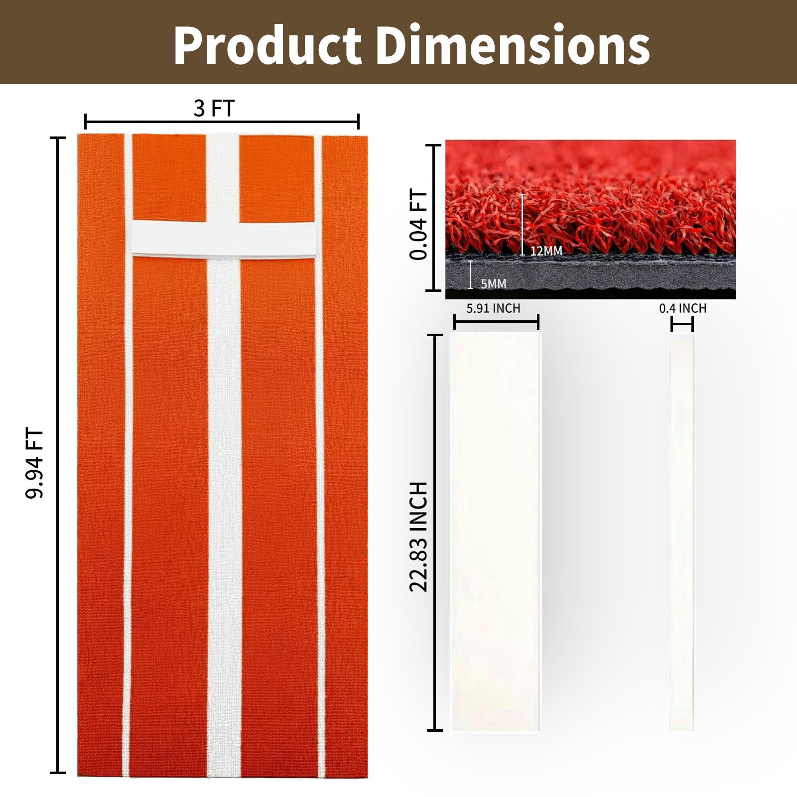Knpot 3x10FT Softball Pitching Mat, Portable Nylon Fastpitch Equipment Pitcher Training Indoors & Outdoors,  Trainer Practice Tools for Baseball/Softball fields