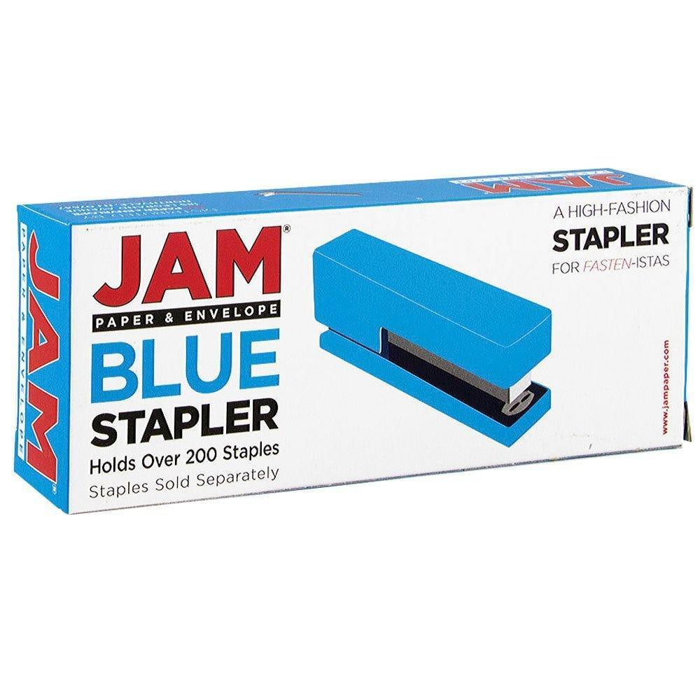 JAM Paper Office & Desk Set, Blue, 2/Pack, 1 Stapler & 1 Staples